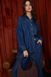 Button Down Stud Shacket