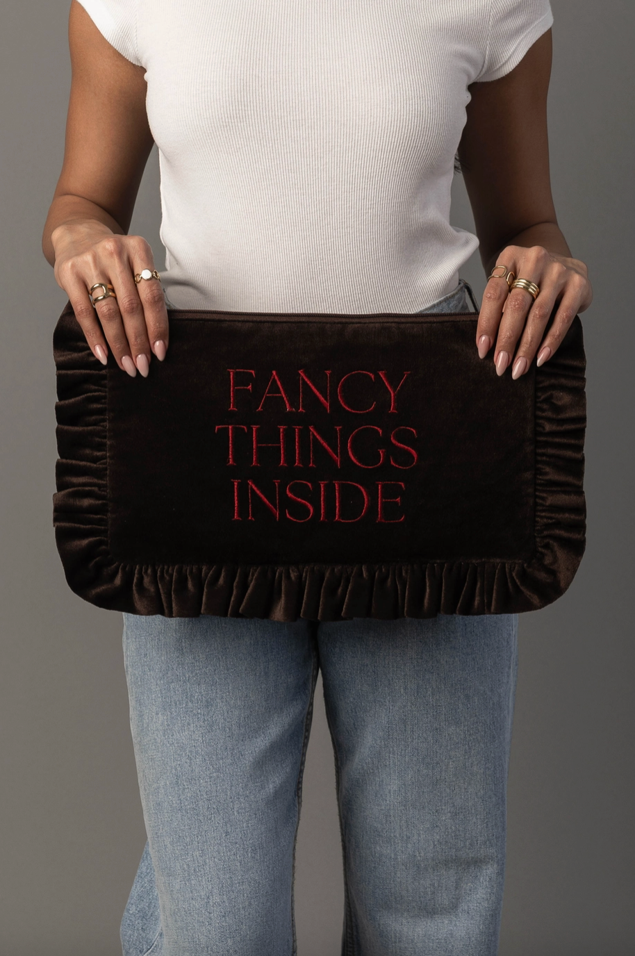 Velvet Ruffle Pouch