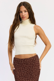 Ribbed Sleeveless Turtleneck