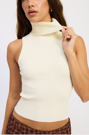 Ribbed Sleeveless Turtleneck