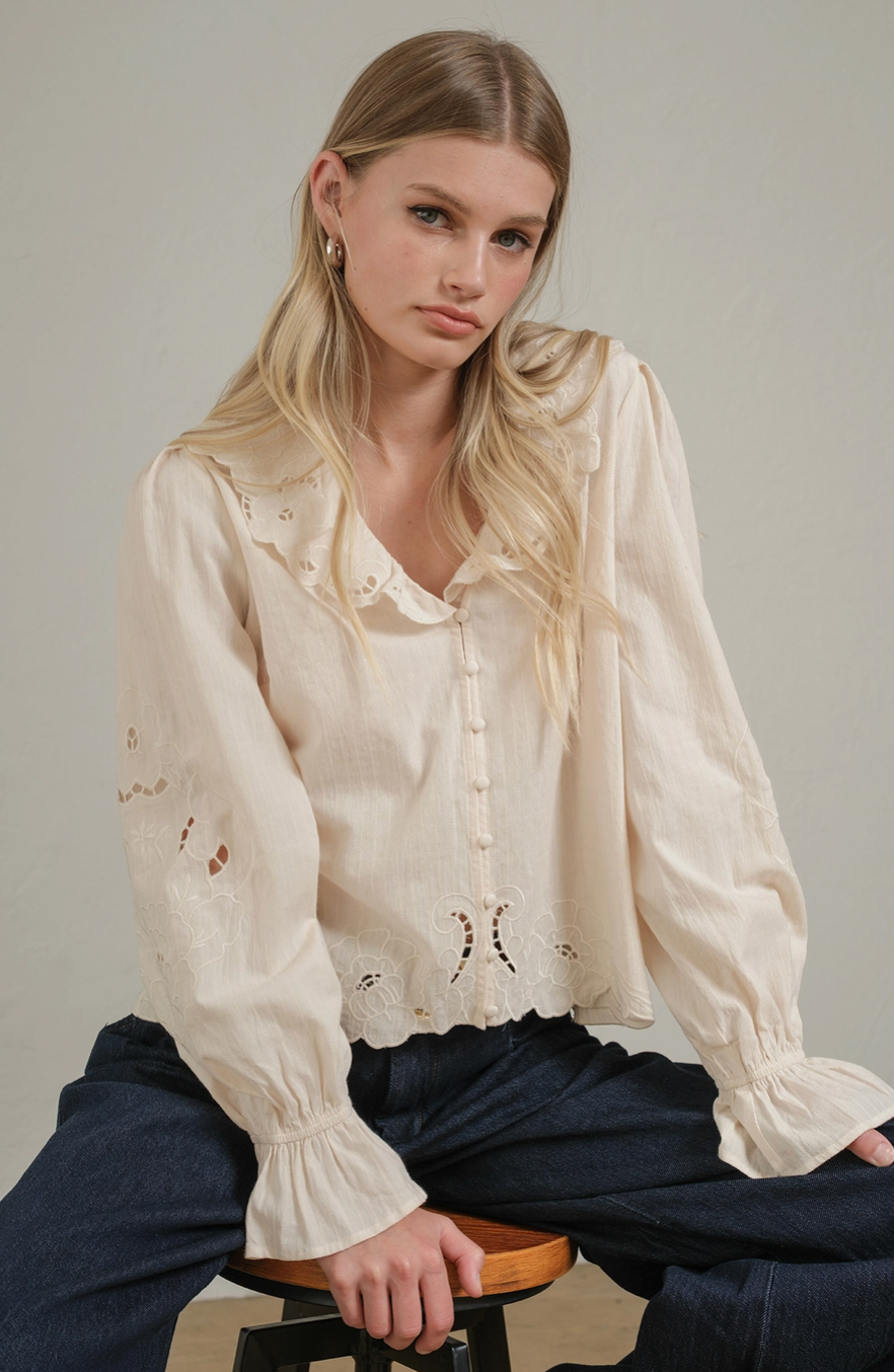 Embroidered Eyelet Top
