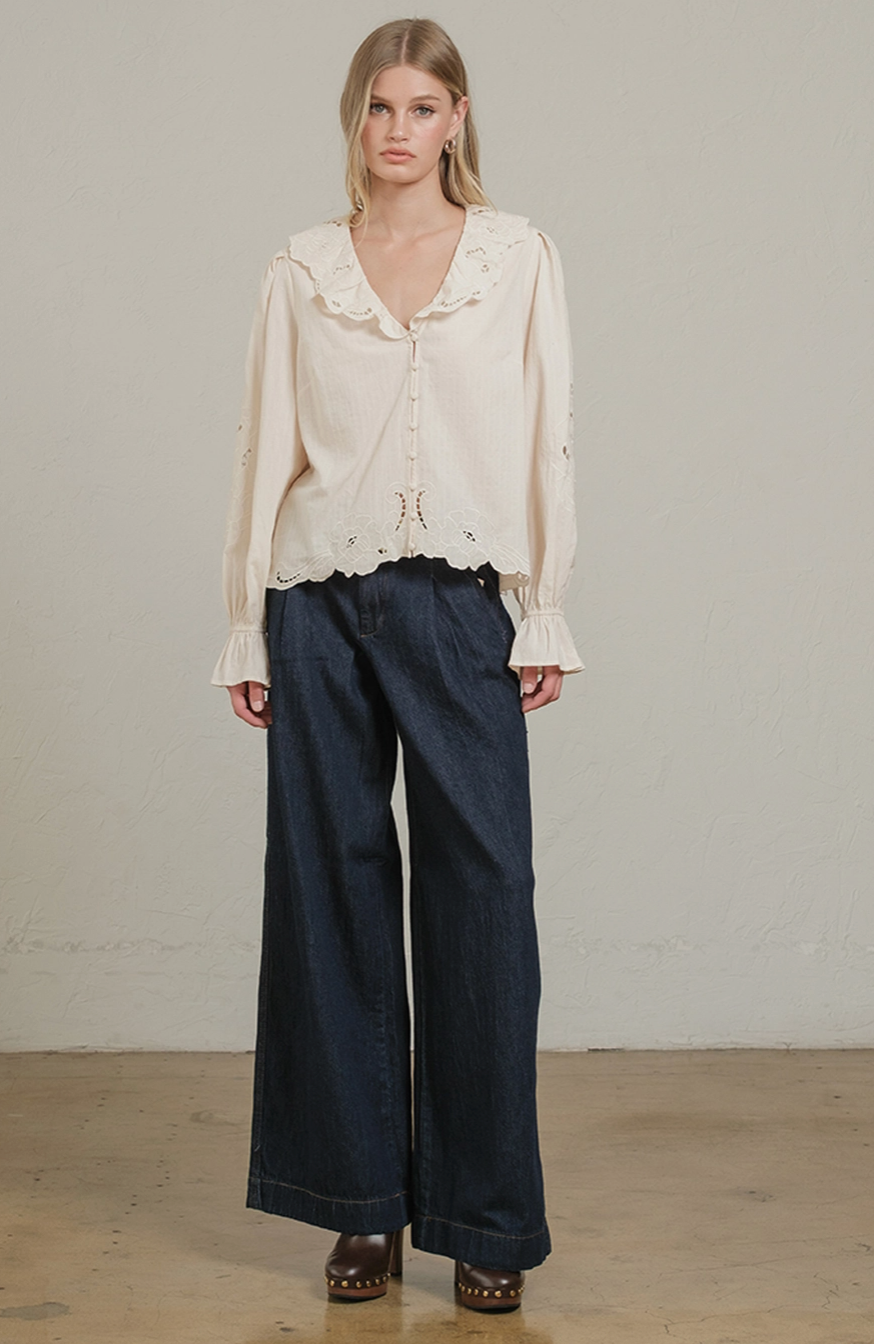 Embroidered Eyelet Top