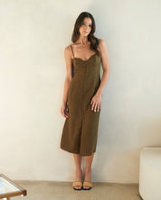 Air Linen Corset Midi Dress