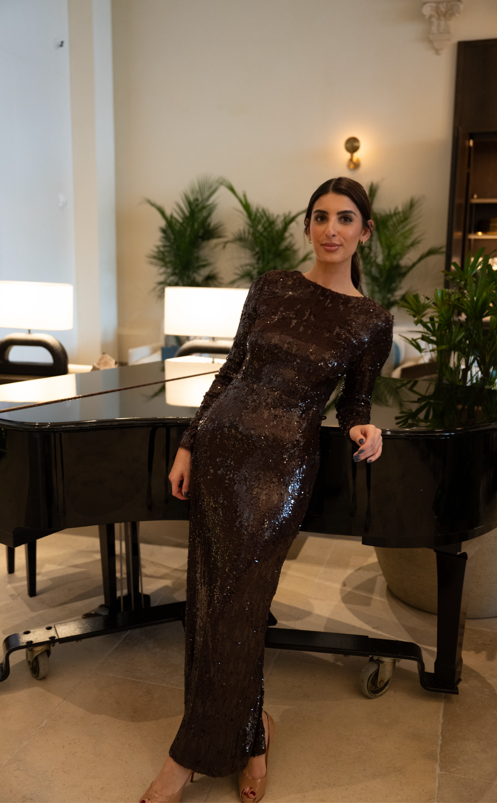 Back Scoop Sequin Maxi Dress