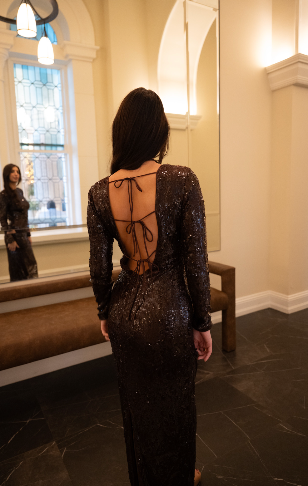 Back Scoop Sequin Maxi Dress