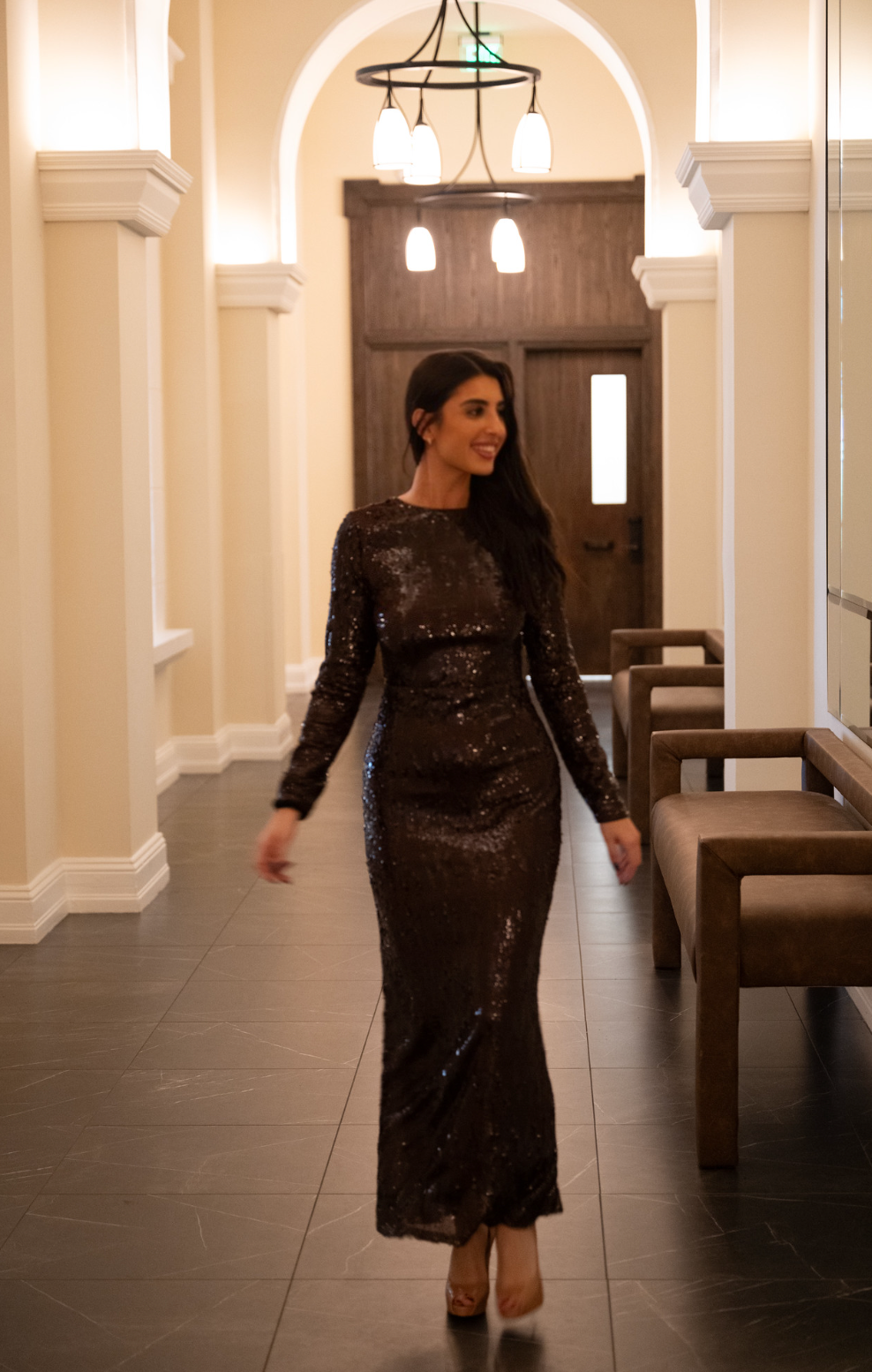 Back Scoop Sequin Maxi Dress