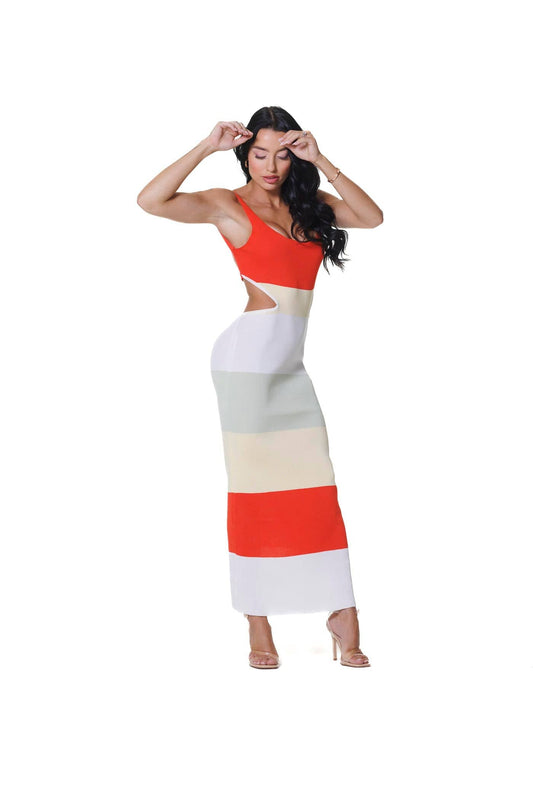 Mimi Stripe Cut Out Maxi Dress