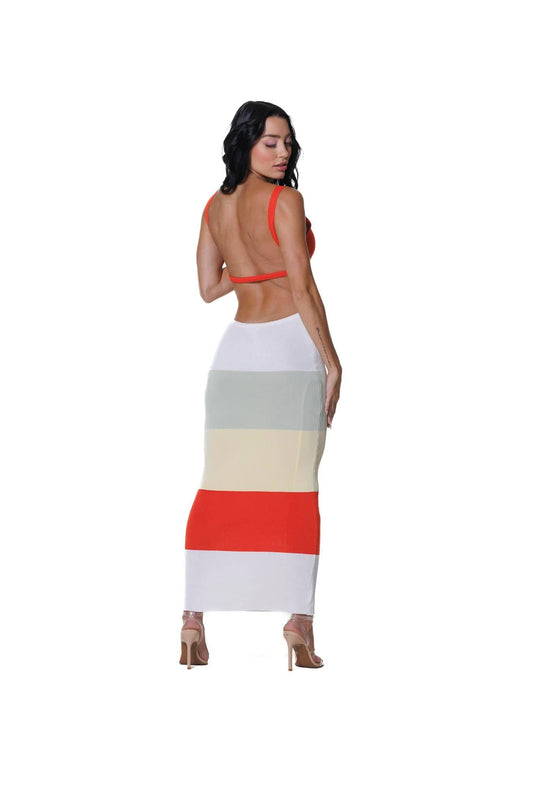 Mimi Stripe Cut Out Maxi Dress